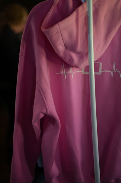 A pink hoodie