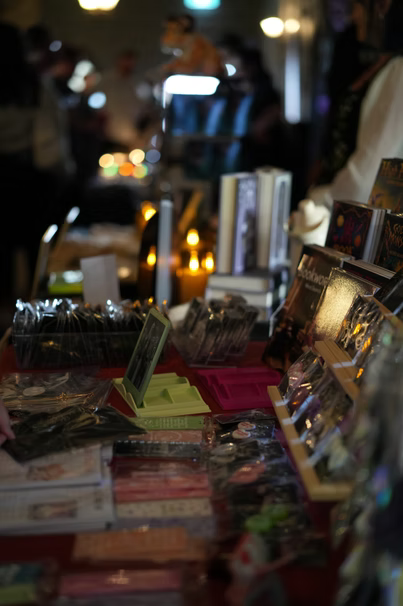 A vibrant market stall